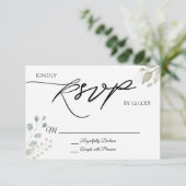 Greenery Gold Botanical Leaves RSVP Card (Staand voorkant)