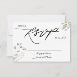 Greenery Gold Botanical Leaves RSVP Card Kaartje