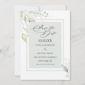 Greenery Gold Botanical Leaves Save the Date Kaart (Voorkant)