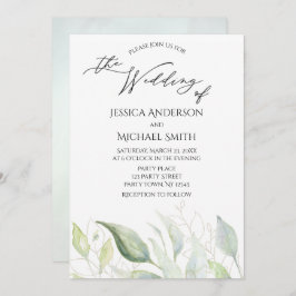 Greenery Gold Botanical Leaves Wedding Kaart