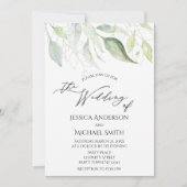 Greenery Gold Botanical Leaves Wedding Kaart (Voorkant)