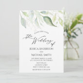 Greenery Gold Botanical Leaves Wedding Kaart (Staand voorkant)