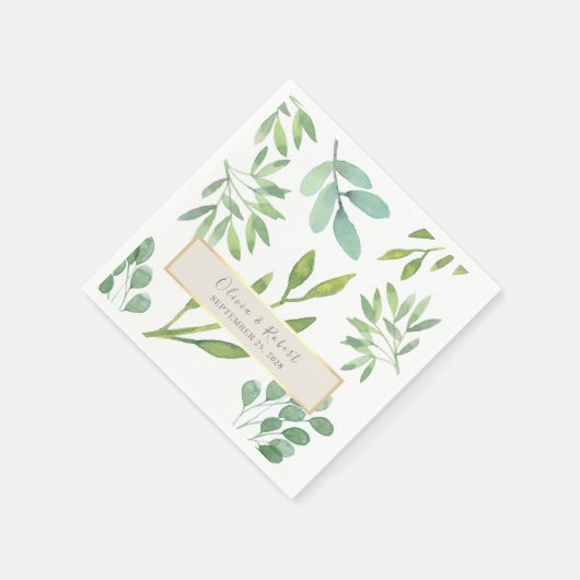 Greenery Gold Botanische bruiloft servetten (Hoek)