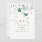 Greenery Gold Brunch & Bubbly Vrijgezellenfeest Kaart (Voorkant)