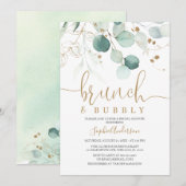 Greenery Gold Brunch & Bubbly Vrijgezellenfeest Kaart (Voorkant / Achterkant)