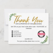 Greenery Gold Business Packaging Insert-kaarten Bedankkaart (Voorkant)