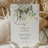 Greenery Gold Calligraphy Huwelijk Elegant Script Folie Uitnodiging