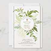 Greenery Gold Circle Doopuitnodiging Kaart (Voorkant)