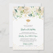 Greenery + Gold Confetti afstuderen UITNODIGING (Voorkant)