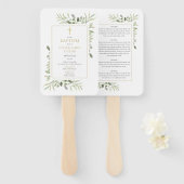 Greenery Gold Cross Baptism Christening Program Handwaaier (Voorkant en achterkant)