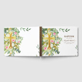  Greenery Gold Cross Baptisme Christening Gastenboek (Volledig)