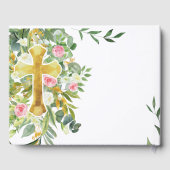  Greenery Gold Cross Baptisme Christening Gastenboek (Achterkant)