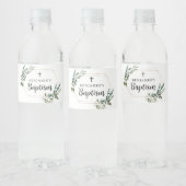 Greenery Gold Cross-Baptisme Water Fles Label Waterfles Etiket (Flessen)