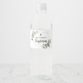 Greenery Gold Cross-Baptisme Water Fles Label Waterfles Etiket (Voorkant)