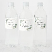 Greenery Gold Cross-Baptisme Water Fles Label Waterfles Etiket (Flessen)