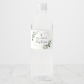 Greenery Gold Cross-Baptisme Water Fles Label Waterfles Etiket (Voorkant)