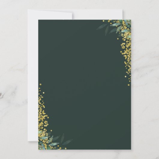 Greenery Gold Cross Glitter First Heilige Communie Kaart (Achterkant)