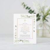 Greenery Gold Cross Memorial Aankondigingskaart (Staand voorkant)