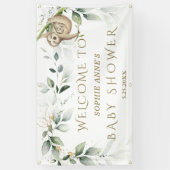 Greenery Gold Cute Slot Baby shower Welkomstteken Spandoek (Verticaal)