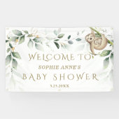 Greenery Gold Cute Slot Baby shower Welkomstteken Spandoek (Horizontaal)