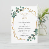 Greenery Gold Diamond Lijst huwelijksuitnodiging Kaart (Staand voorkant)