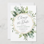 Greenery gold elegant modern Change the date Kaart (Voorkant)