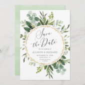 Greenery Gold elegant modern Save the Date Kaart (Voorkant / Achterkant)