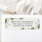 Greenery Gold Elegant Waterverf Boho Leaf Adres Etiket (Insitu)
