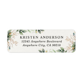 Greenery Gold Elegant Waterverf Boho Leaf Adres Etiket