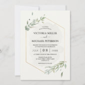 Greenery Gold Elegant Waterverf Foliage Wedding Kaart (Voorkant)