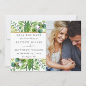 Greenery & Gold Elegant Wedding Foto Save The Date (Voorkant)