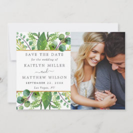 Greenery & Gold Elegant Wedding Foto Save The Date