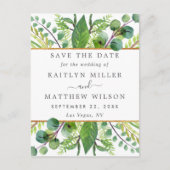 Greenery & Gold Elegant Wedding Save the Date Aankondigingskaart (Voorkant)