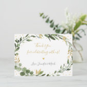 Greenery Gold Eucalyptus Baby shower Bedankkaart (Staand voorkant)