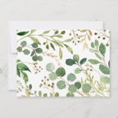 Greenery Gold Eucalyptus Baby shower Bedankkaart (Achterkant)