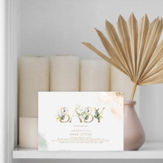Greenery Gold Eucalyptus Baby shower Invitation Kaart