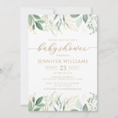 Greenery Gold Eucalyptus Baby shower Kaart (Voorkant)