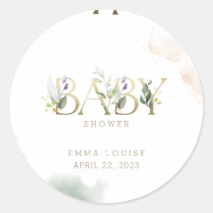 Greenery Gold Eucalyptus Baby shower Ronde Sticker