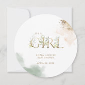 Greenery Gold Eucalyptus Het is een meisje Baby sh Kaart (Voorkant)