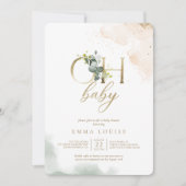 Greenery Gold Eucalyptus Oh Baby shower Kaart (Voorkant)