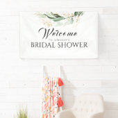 Greenery Gold Eucalyptus Vrijgezellenfeest Welkom Spandoek (Insitu)