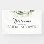 Greenery Gold Eucalyptus Vrijgezellenfeest Welkom Spandoek (Horizontaal)