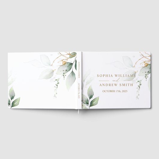 Greenery & Gold Eucalyptus Wedding Gastenboek (Volledig)