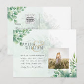 Greenery Gold Eucalyptus WEDDING QR CODE Modern Briefkaart (Voorkant / Achterkant)