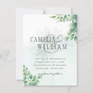 Greenery Gold Eucalyptus WEDDING QR CODE Modern Briefkaart