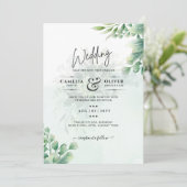 Greenery Gold Eucalyptus WEDDING QR CODE Modern Kaart (Staand voorkant)