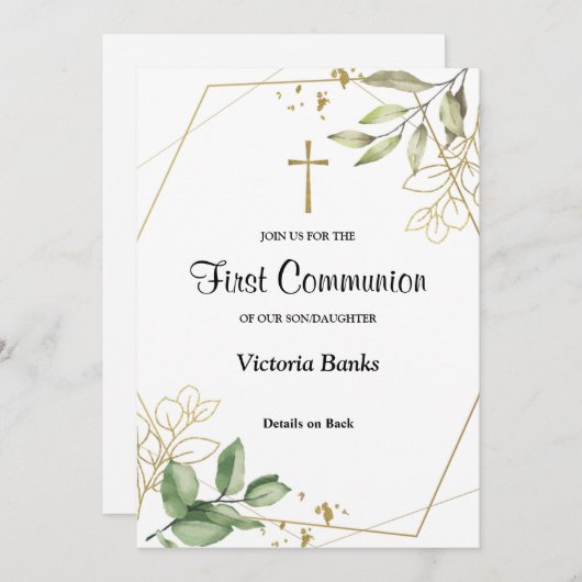 Greenery Gold First Communitation Kaart (Voorkant / Achterkant)