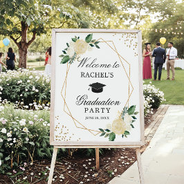 Greenery Gold Floral Gradual Party Welkom Poster