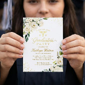 Greenery Gold Floral Nursing School Afstuderen Folie Uitnodiging