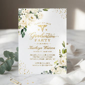 Greenery Gold Floral Nursing School Afstuderen Folie Uitnodiging